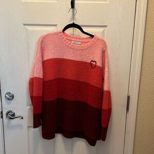 Mersea Pink and Red Striped Sweater O/S